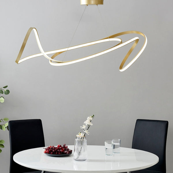 HomeRoots Gold Metal LED Dimmable Chandelier - Modern Elegance for Entryways, Dining Rooms & Stylish Spaces 558582