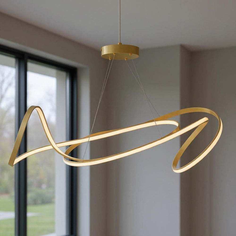 HomeRoots Gold Metal LED Dimmable Chandelier - Modern Elegance for Entryways, Dining Rooms & Stylish Spaces 558582