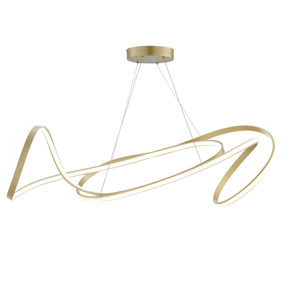 HomeRoots Gold Modern LED Dimmable Smart Chandelier - Elegant Metal Fixture for Dining & Living Spaces 558583