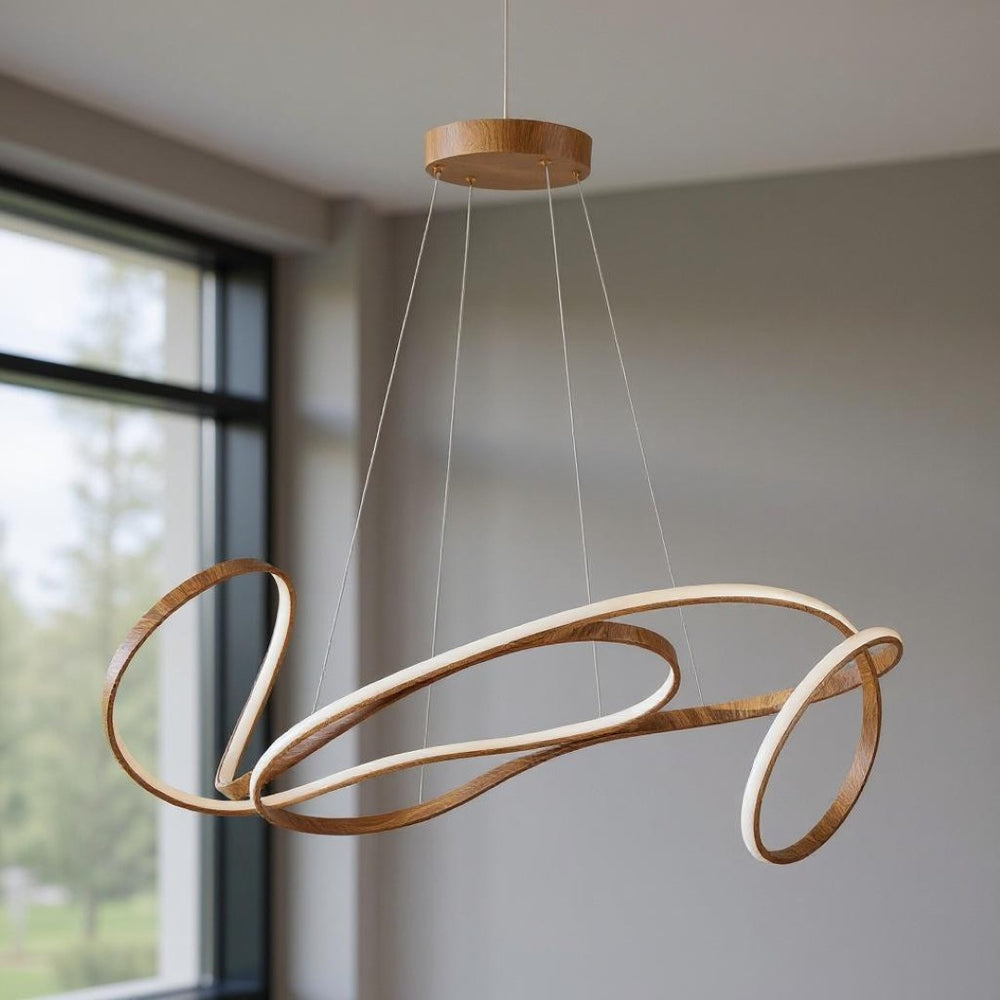 HomeRoots Brown Metal LED Dimmable Chandelier - Modern Linear Design, Adjustable Height & Energy-Efficient Lighting 558584