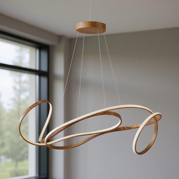 HomeRoots Brown Metal LED Dimmable Chandelier - Modern Linear Design, Adjustable Height & Energy-Efficient Lighting 558584