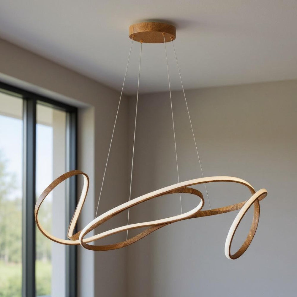 HomeRoots Brown LED Dimmable Smart Chandelier - Modern Linear Design, Energy-Efficient Lighting for Home Decor 558585