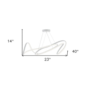 HomeRoots White Metal LED Dimmable Chandelier - Modern Design, Adjustable Height, Energy-Efficient Lighting for Any Room 558587