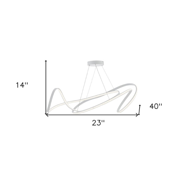 HomeRoots White Metal LED Dimmable Chandelier - Modern Design, Adjustable Height, Energy-Efficient Lighting for Any Room 558587