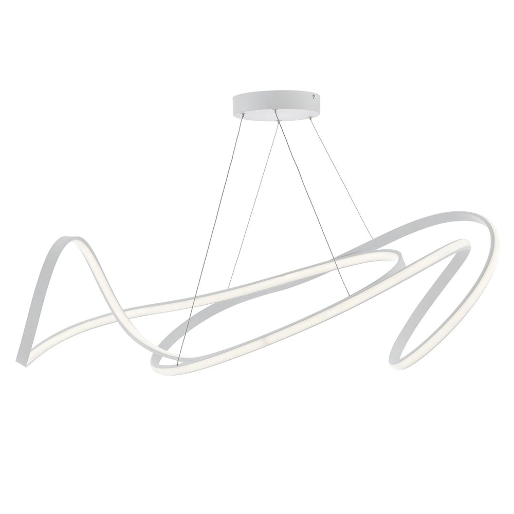 HomeRoots White Metal LED Dimmable Chandelier - Modern Design, Adjustable Height, Energy-Efficient Lighting for Any Room 558587