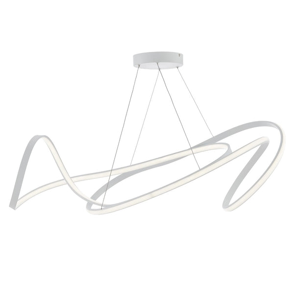 HomeRoots White Metal LED Dimmable Chandelier - Modern Design, Adjustable Height, Energy-Efficient Lighting for Any Room 558587