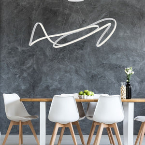 HomeRoots White Metal LED Dimmable Chandelier - Modern Design, Adjustable Height, Energy-Efficient Lighting for Any Room 558587