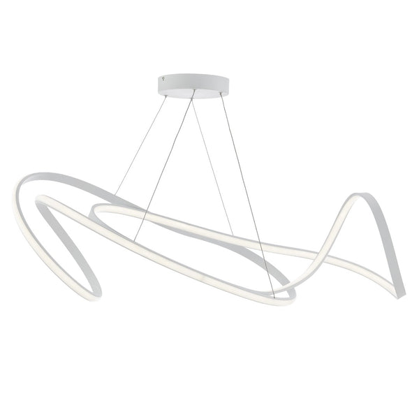 HomeRoots White Metal LED Dimmable Chandelier - Modern Design, Adjustable Height, Energy-Efficient Lighting for Any Room 558587