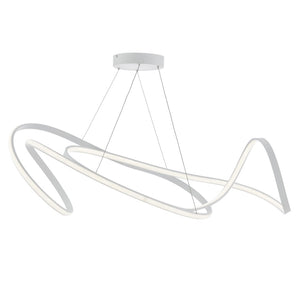 HomeRoots White Metal LED Dimmable Smart Chandelier – Modern Design with Adjustable Length for Any Space 558588