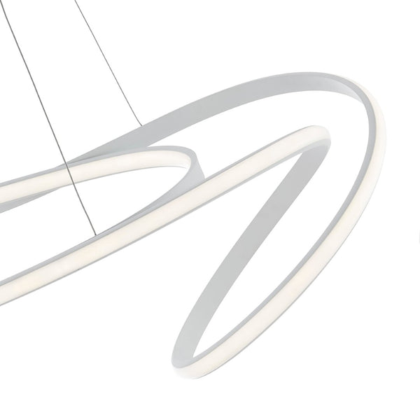 HomeRoots White Metal LED Dimmable Smart Chandelier – Modern Design with Adjustable Length for Any Space 558588