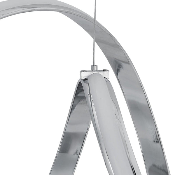 HomeRoots Silver Metal LED Dimmable Chandelier - Modern Elegance for Dining, Entryway & Kitchen Spaces 558589
