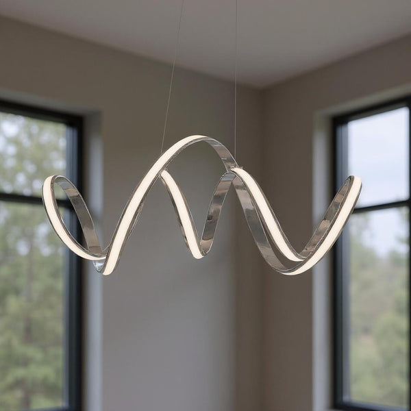 HomeRoots Silver Metal LED Dimmable Chandelier - Modern Elegance for Dining, Entryway & Kitchen Spaces 558589