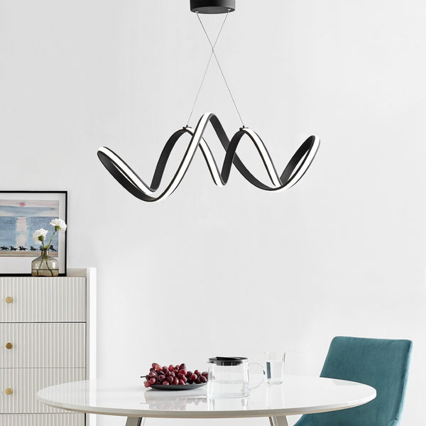 HomeRoots Black Metal LED Chandelier - Smart Dimmable Fixture for Modern Homes, Energy Efficient & Stylish Decor 558591