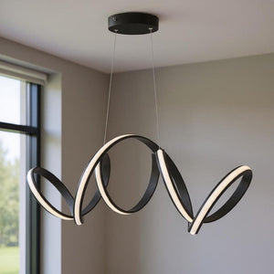 HomeRoots Black Metal LED Chandelier - Smart Dimmable Fixture for Modern Homes, Energy Efficient & Stylish Decor 558591