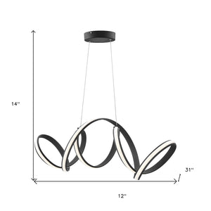 HomeRoots Black Metal LED Chandelier - Smart Dimmable Fixture for Modern Homes, Energy Efficient & Stylish Decor 558591