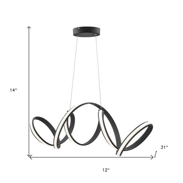 HomeRoots Black Metal LED Chandelier - Smart Dimmable Fixture for Modern Homes, Energy Efficient & Stylish Decor 558591