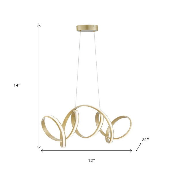 HomeRoots Gold Metal LED Chandelier - Elegant Dimmable Lighting for Modern Spaces with Adjustable Hanging Design 558592