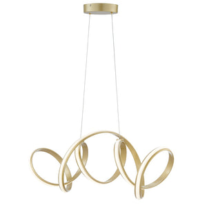 HomeRoots Gold Metal LED Chandelier - Elegant Dimmable Lighting for Modern Spaces with Adjustable Hanging Design 558592