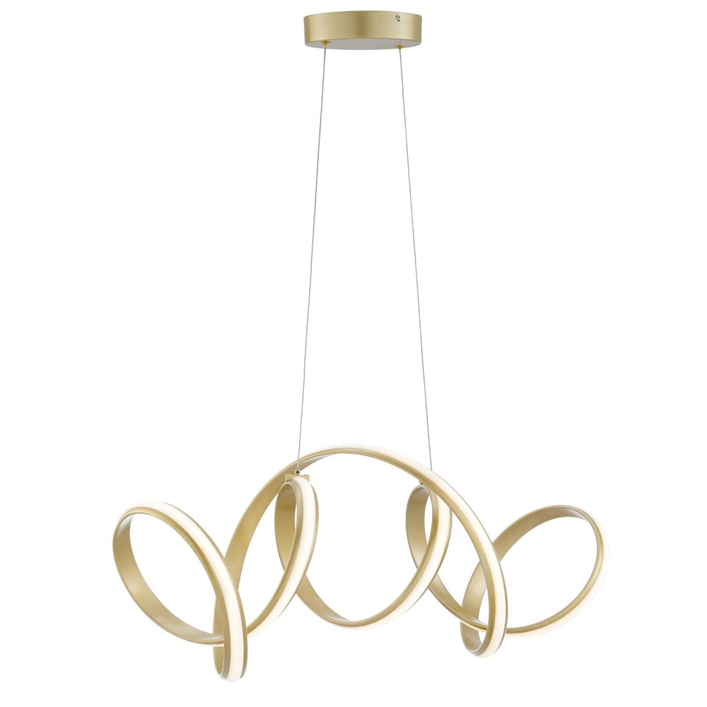 HomeRoots Gold Metal LED Chandelier - Elegant Dimmable Lighting for Modern Spaces with Adjustable Hanging Design 558592