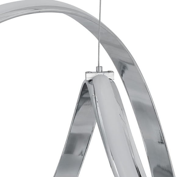 HomeRoots Silver Modern Smart LED Chandelier - Dimmable, Adjustable Height, Elegant Lighting for Any Room 558593