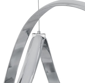 HomeRoots Silver Modern Smart LED Chandelier - Dimmable, Adjustable Height, Elegant Lighting for Any Room 558593