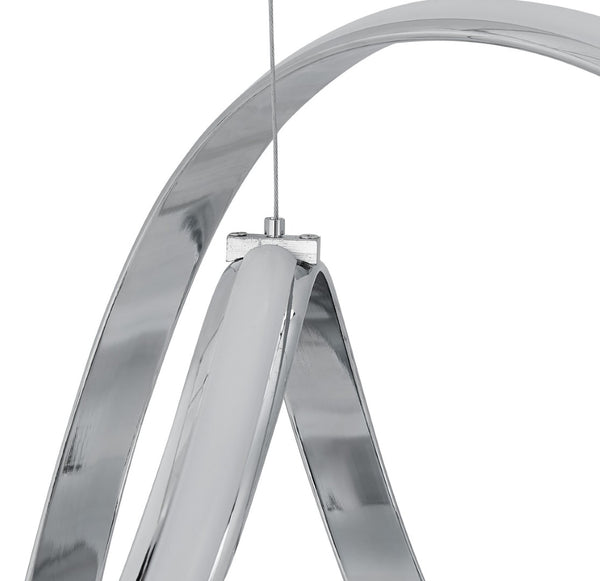 HomeRoots Silver Modern Smart LED Chandelier - Dimmable, Adjustable Height, Elegant Lighting for Any Room 558593