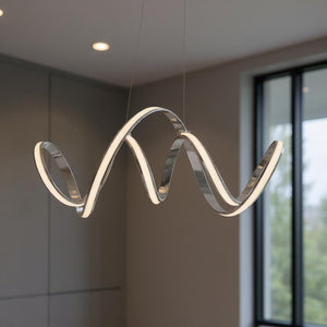 HomeRoots Silver Modern Smart LED Chandelier - Dimmable, Adjustable Height, Elegant Lighting for Any Room 558593