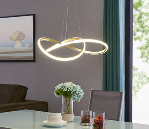 HomeRoots Gold Metal LED Dimmable Chandelier - Modern Elegance for Dining, Entryways, and Versatile Spaces 558594