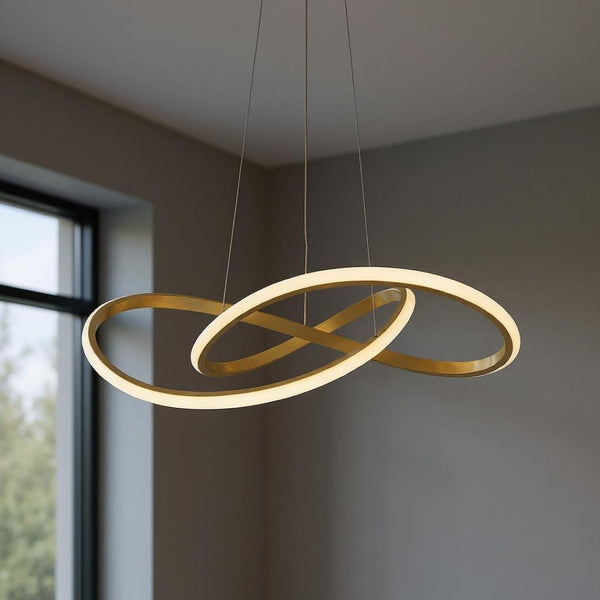 HomeRoots Gold Metal LED Dimmable Chandelier - Modern Elegance for Dining, Entryways, and Versatile Spaces 558594
