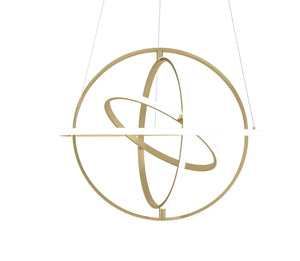 HomeRoots Gold Modern LED Dimmable Chandelier - Four-Light Geometric Design for Smart Homes & Stylish Spaces 558597