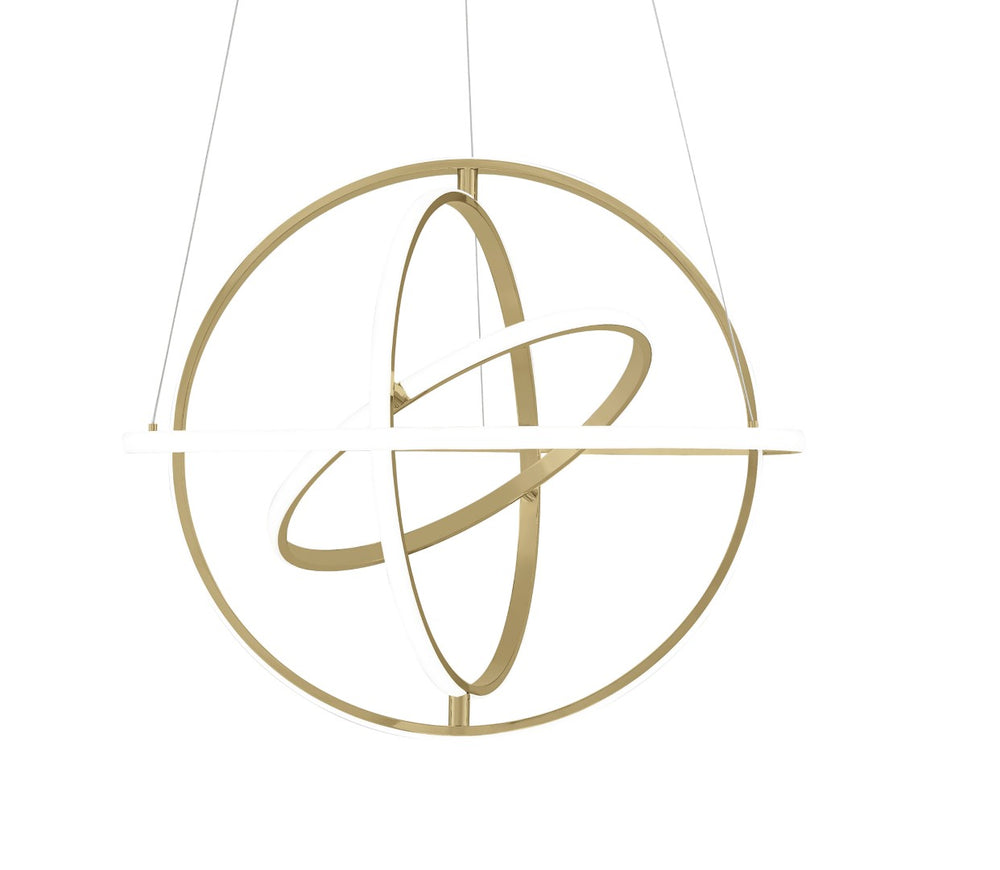 HomeRoots Gold Modern LED Dimmable Chandelier - Four-Light Geometric Design for Smart Homes & Stylish Spaces 558597