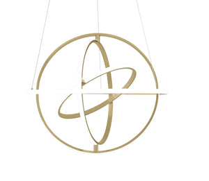 HomeRoots Gold Modern LED Dimmable Chandelier - Four-Light Geometric Design for Smart Homes & Stylish Spaces 558597
