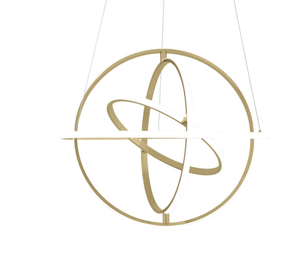 HomeRoots Gold Modern LED Dimmable Chandelier - Four-Light Geometric Design for Smart Homes & Stylish Spaces 558597