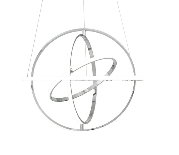 HomeRoots Silver Modern Dimmable LED Chandelier – Four-Light Metal Fixture for Smart Homes & Elegant Spaces 558598