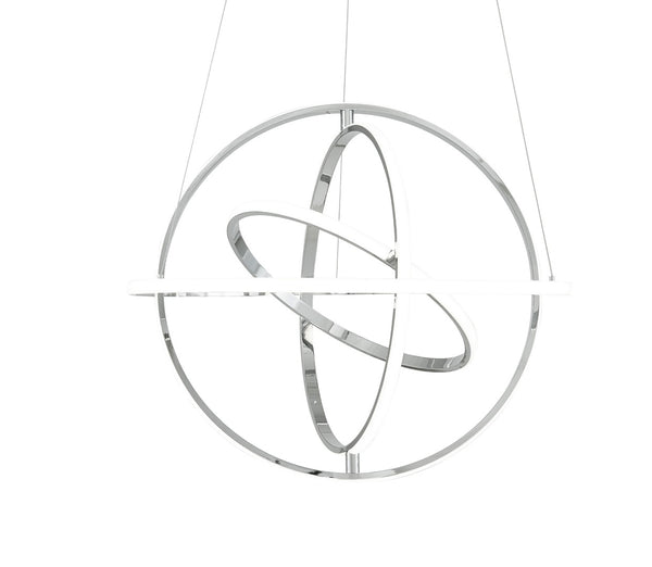 HomeRoots Silver Modern Dimmable LED Chandelier – Four-Light Metal Fixture for Smart Homes & Elegant Spaces 558598
