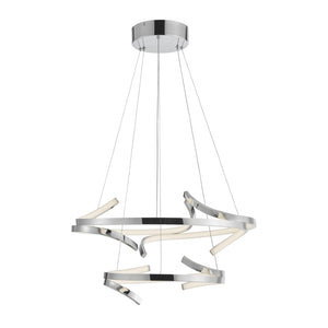HomeRoots Silver Modern Two-Light LED Chandelier – Dimmable & Adjustable, Perfect for Stylish Home Spaces 558599