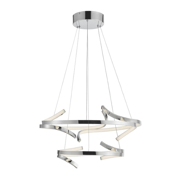 HomeRoots Silver Modern Two-Light LED Chandelier – Dimmable & Adjustable, Perfect for Stylish Home Spaces 558599