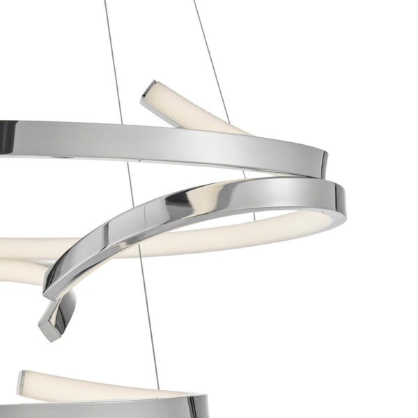 HomeRoots Silver Modern Two-Light LED Chandelier – Dimmable & Adjustable, Perfect for Stylish Home Spaces 558599