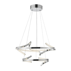 HomeRoots Silver Modern Two-Light LED Chandelier – Dimmable & Adjustable, Perfect for Stylish Home Spaces 558599