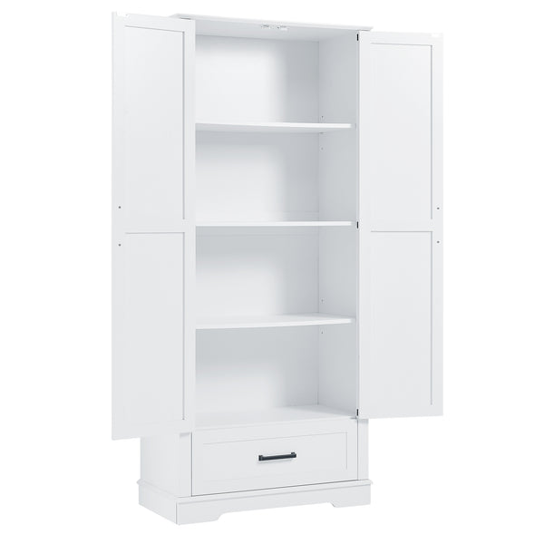 English Elm Tall Bathroom Storage Cabinet — Slim 72.64" White MDF Organizer with 2 Doors, Drawer, Adjustable Shelves, Anti-Tip WF326355AAK