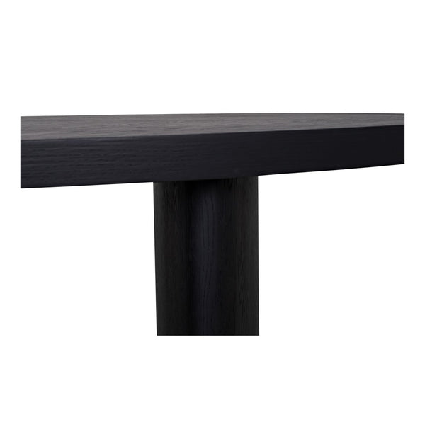 English Elm William Herringbone Oak Veneer Dining Table Seats Six Contemporary Black Finish B2769S00015