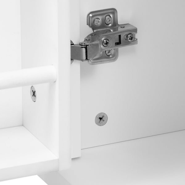 English Elm K&K 47 Inch Kitchen Island with Extendable Dining Table, Rolling Storage Cabinet, Built-In Power White N707P215327W