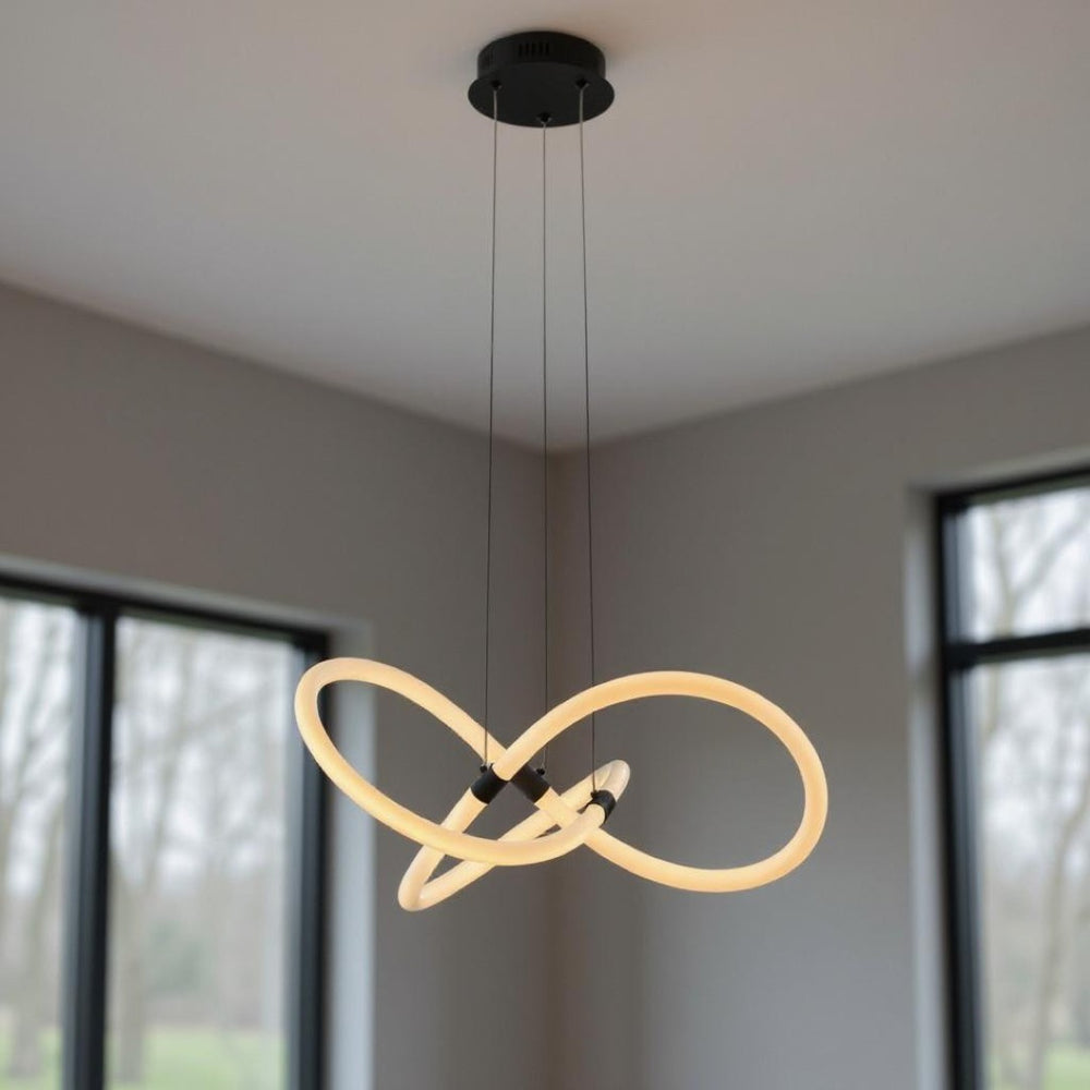 HomeRoots Black Metal LED Smart Chandelier - Dimmable, Energy-Efficient Lighting for Modern Homes & Spaces 558601