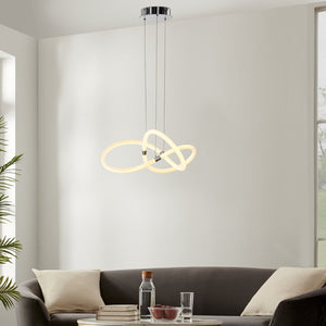 HomeRoots Silver Metal LED Dimmable Chandelier - Elegant Energy-Efficient Fixture for Modern Spaces & Ambiance 558602