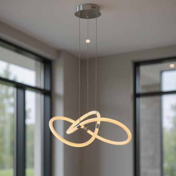 HomeRoots Silver Modern LED Dimmable Chandelier - Smart Home Compatible, Energy Efficient, Stylish Illumination 558603