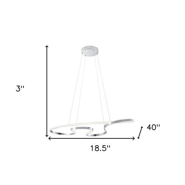 HomeRoots Silver Metal Dimmable Chandelier - Modern LED Fixture for Entryways, Dining Rooms & More! 558604