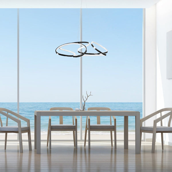 HomeRoots Silver Metal LED Dimmable Chandelier - Modern Design, Adjustable Height, Energy Efficient Illumination! 558605