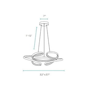 HomeRoots Silver Metal LED Dimmable Chandelier - Modern Design, Adjustable Height, Energy Efficient Illumination! 558605