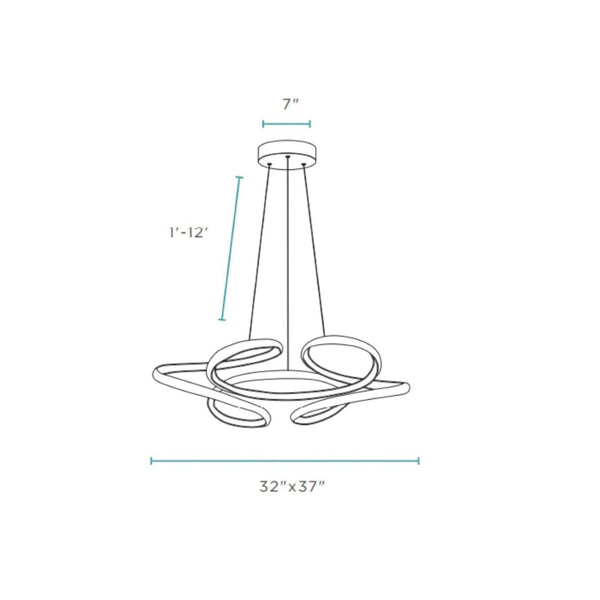 HomeRoots Silver Metal LED Dimmable Chandelier - Modern Design, Adjustable Height, Energy Efficient Illumination! 558605