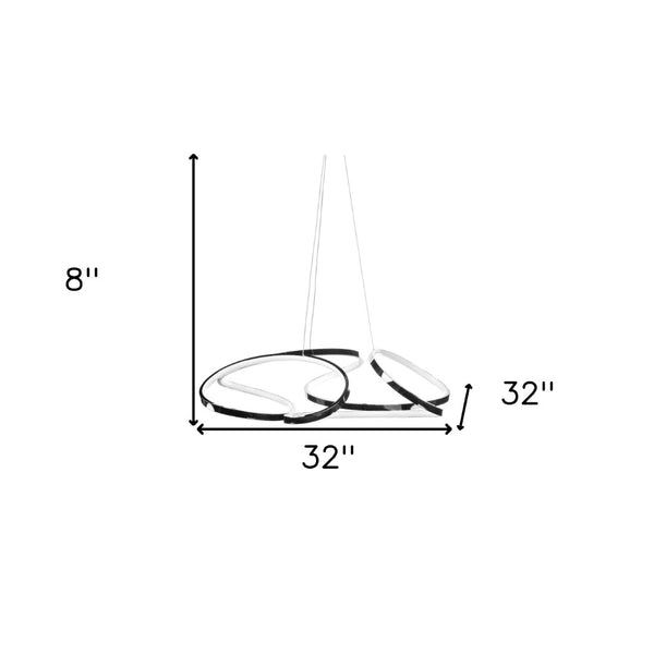 HomeRoots Silver Metal LED Dimmable Chandelier - Modern Design, Adjustable Height, Energy Efficient Illumination! 558605